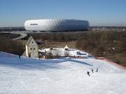Blick über die Piste mit Allianz Arena