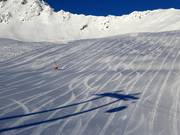 Frisch präparierte Piste im Skigebiet Gargellen