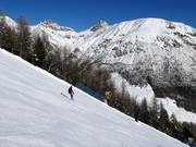 Schwarze Piste an der Gondelbahn Tagliede-Costaccia