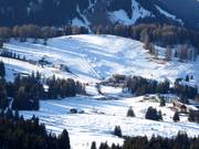 Blick auf die Unterkünfte am Monte Pana