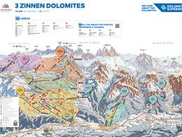 Pistenplan 3 Zinnen Dolomiten – Helm/Stiergarten/Rotwand/Kreuzbergpass