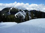 Blick auf die Pisten am Mount Strachan