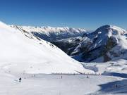 Blick auf die leichte Olympia Damenabfahrt