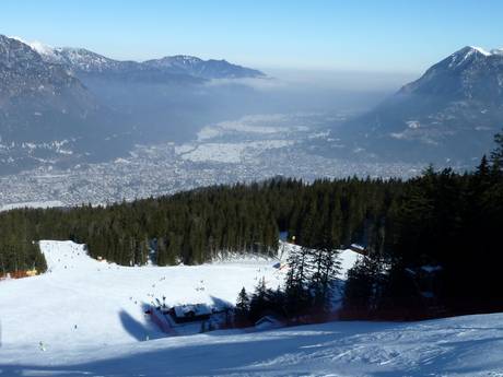 Wettersteingebirge und Mieminger Kette: Größe der Skigebiete – Größe Garmisch-Classic – Garmisch-Partenkirchen