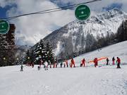 Skischulsammelplatz in Le Corbier