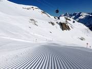 Perfekte Pistenpräparierung an der Weißseejochbahn
