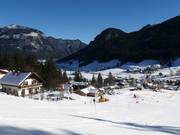 Blick auf die Unterkünfte in Gosau