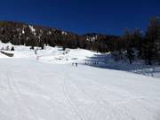 Leichte Anfängerpiste Scoiattolo an der Mittelstation Tarlenta