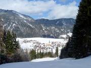 Blick auf die Unterkünfte in Hinterthiersee
