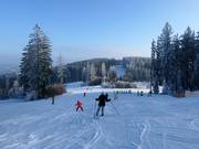 Blick über das Skigebiet Lipno