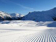 Frisch präparierte Pisten am Riedkopf