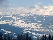 Blick auf das Skigebiet von Megève