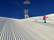 Perfekt präparierte Piste am Rosskopf