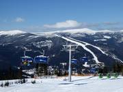 Blick vom Pláň bis zum Medvědín