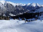 Blick über das Skigebiet Ladurns