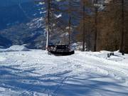 Pistenraupe bei der Arbeit