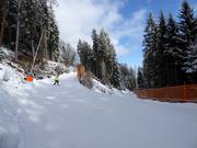 Leichte Talabfahrt mit Spitzkehren