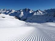 Perfekte Pistenpräparierung an der Weißseejochbahn