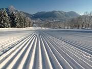 Frisch präparierte Piste am Jaudenhang