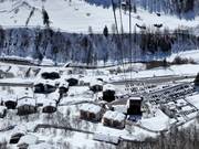 Blick auf die Unterkünfte an der Talstation