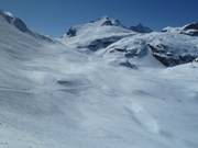 Pisten vom Gletscher Grande Motte in Tignes