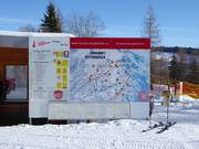 Pistenplan mit aktuellen Betriebsinformationen an der Faschingalmbahn