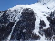 Blick auf die schwere Piste Galen am Plattjen