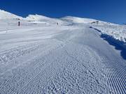 Perfekt präparierte Piste im Skigebiet Alpe Lusia