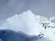 Blick zum Blue Heaven mit exzellenten Tiefschneemöglichkeiten