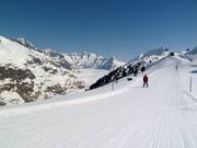 Abfahrt Panorama mit Blick auf den Aletschgletscher