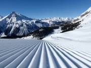 Perfekte Pistenpräparierung im Skigebiet Minschuns