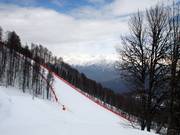 Steil geht’s auf manchen Pisten zu: Passage der Abfahrtsstrecke