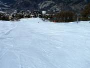 Die Talabfahrt nach Sauze d'Oulx ist top präpariert