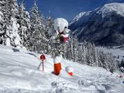 Neuschnee lässt Schneekanone ruhen