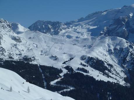 Val di Fassa (Fassatal): Größe der Skigebiete – Größe Belvedere/Col Rodella/Ciampac/Buffaure – Canazei/Campitello/Alba/Pozza di Fassa