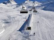 Anfängerpiste und Überdachtes Förderband Viderböden auf der Idalp