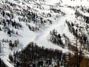 Leichte Piste Chamois Chapland, die zum Ortskern führt