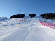 Blick von der Talstation entlang der Piste Piloni