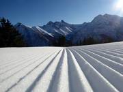 Perfekt präparierte Piste im Skigebiet Jöchelspitze