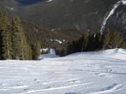 Breite und steile Waldabfahrt