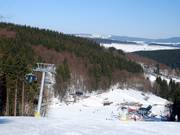 Schön breit: Schlusshang hinunter zur Büre