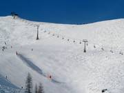 Schwere Pisten im oberen Teil unterhalb der Sesselbahn