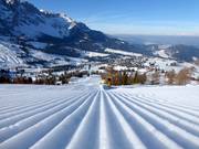 Perfekt präparierte Piste im Skigebiet Carezza