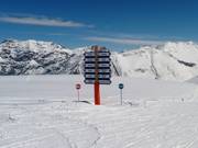 Pistenausschilderung im Skigebiet von Livigno