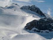 Blick auf die schwere Piste Nr. 13 von der Greitspitze