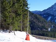 Lanzenbeschneiung an der Wurzerabfahrt