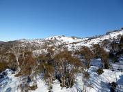 Blick über Thredbo bis zur Bergstation Kosciuszko Express