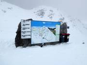 Pistenausschilderung und Pistenplan im Skigebiet The Remarkables