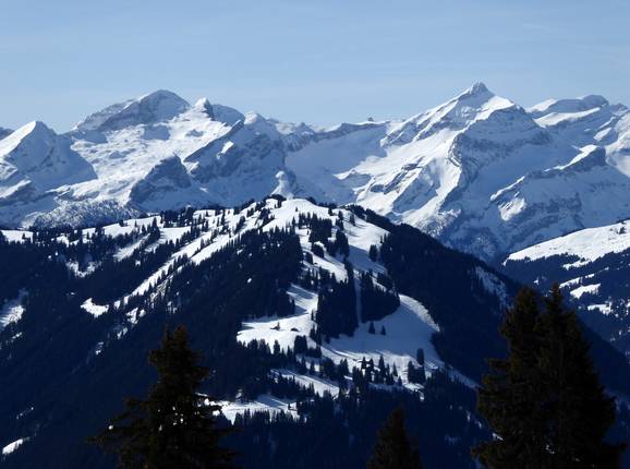 Blick auf das Skigebiet Wispile