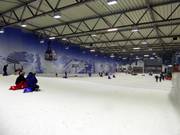 Anfängerpiste auf der rechten Seite der Skihalle